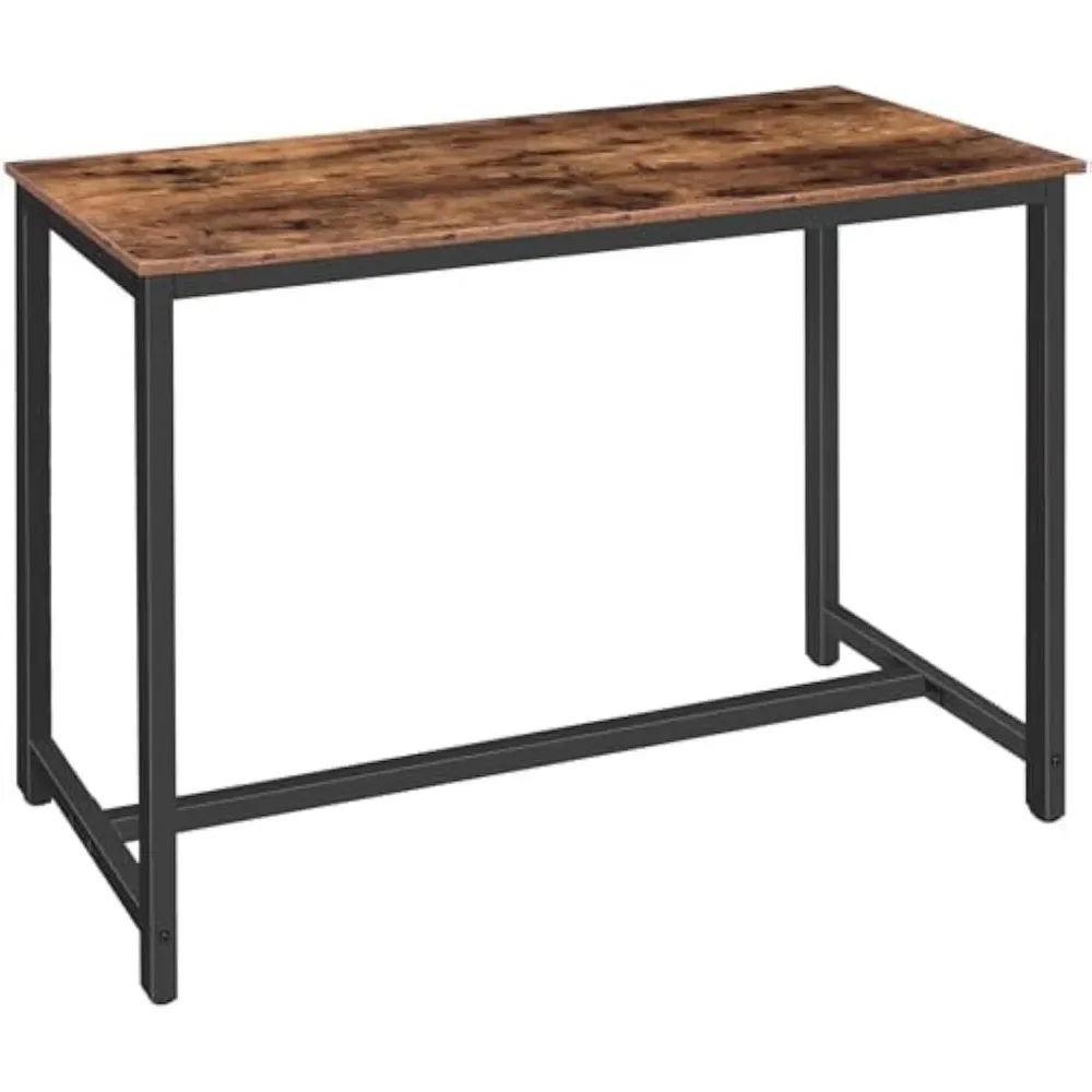 Bar Table, Rectangular Pub Table, Living Room, Dining Room, Kitchen, Adjustable Feet, Sturdy Frame, 47.2” x 18.9” x 35.4”