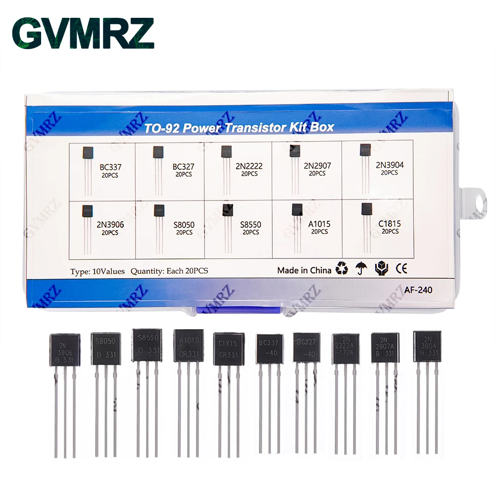 200PCS 10Values TO-92 Power Transistor Kit (BC337/2N2222/S8050 etc.) for Arduino DIY Electronic Project