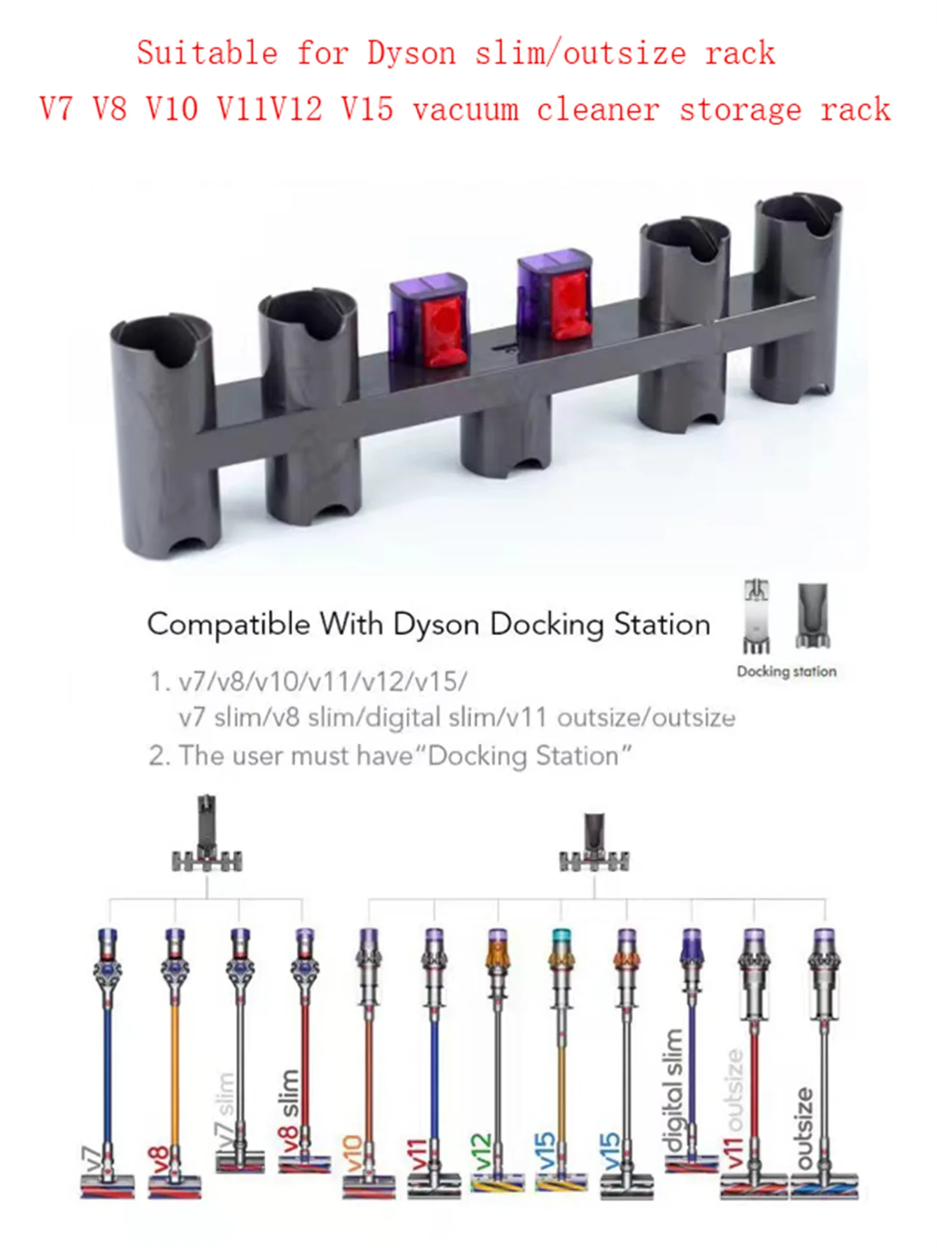 Suitable For Dyson V7 V8 V11 V12 V15 Vacuum Cleaner Head Storage Bracket V10 Lightweight Version Expansion Hanging Mount