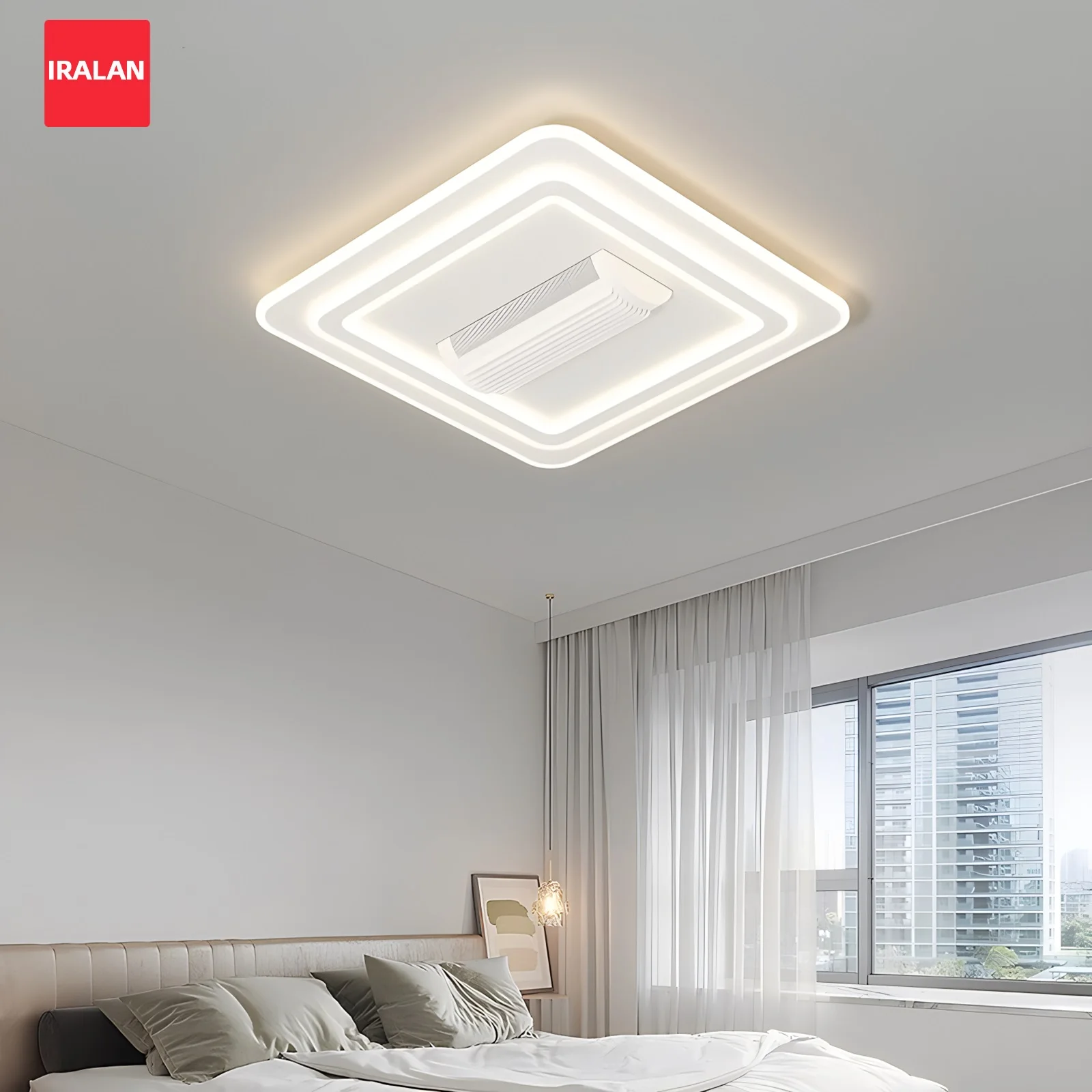 IRALAN Smart LED Invisible Bladeless Ceiling Fan Chandelier Living Room Bedroom Children's Room Decoration Bladeless Fan Lamp