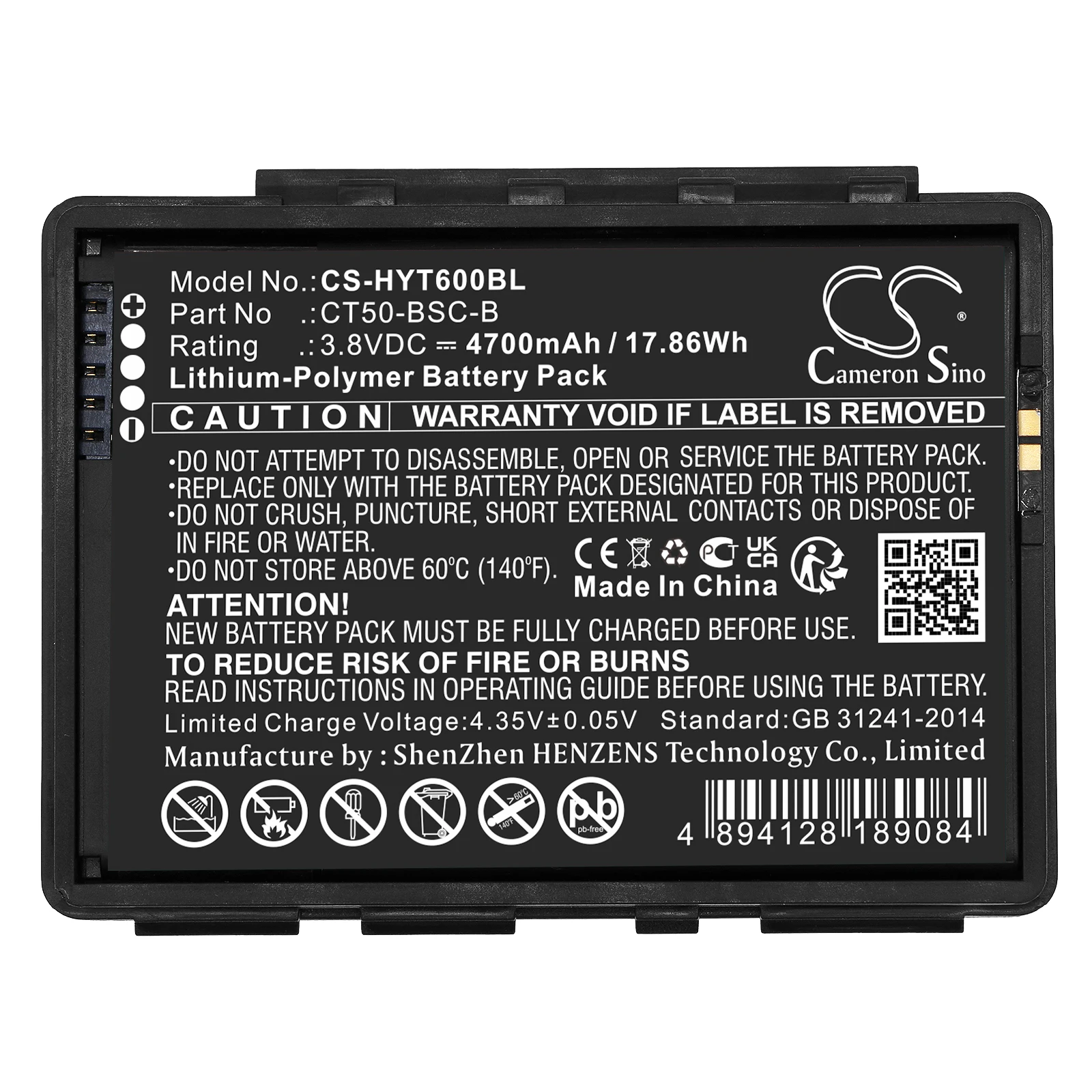 Battery For Honeywell CT50 CT60 CT60XP CT60XP NI 4700mAh / 17.86Wh Barcode Scanner