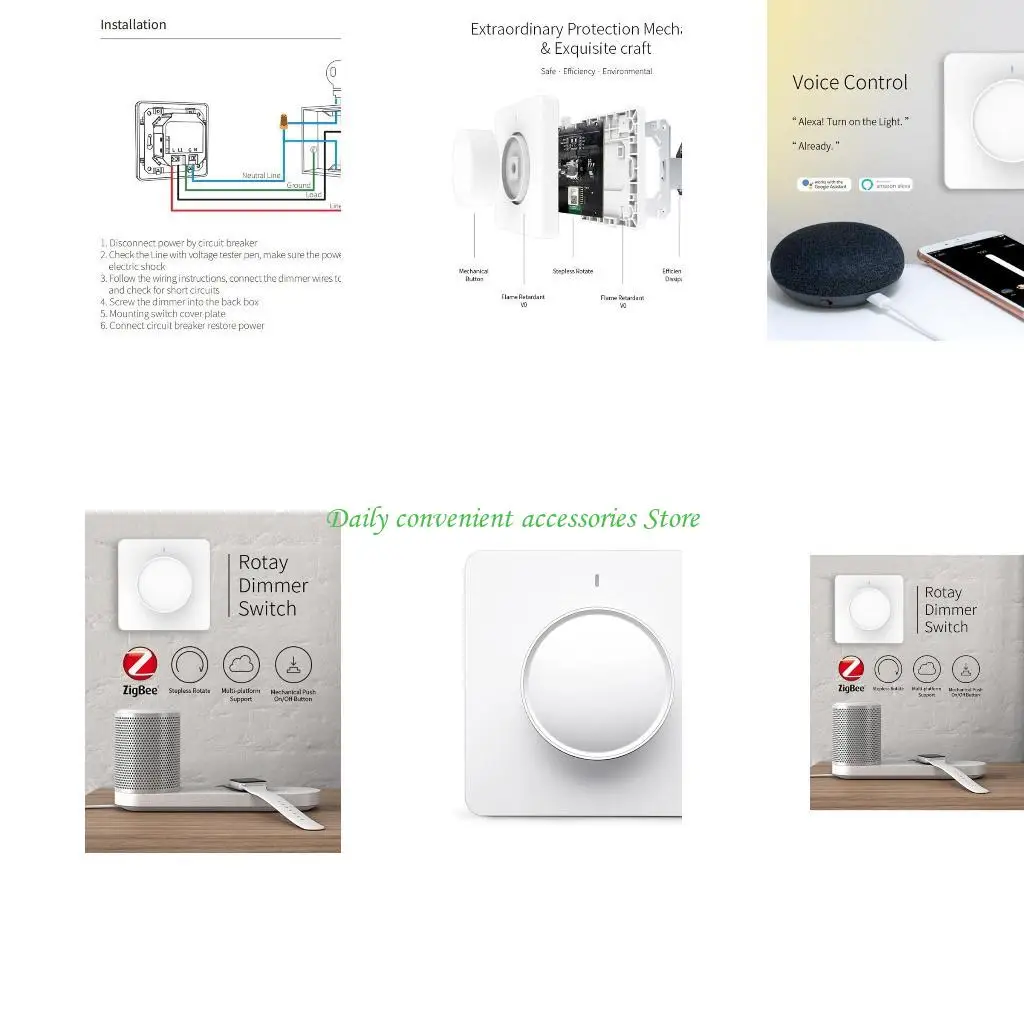 

97QB Home Rotary Dimmer Switch Easy Installation Dimming Panel Convenient Operation