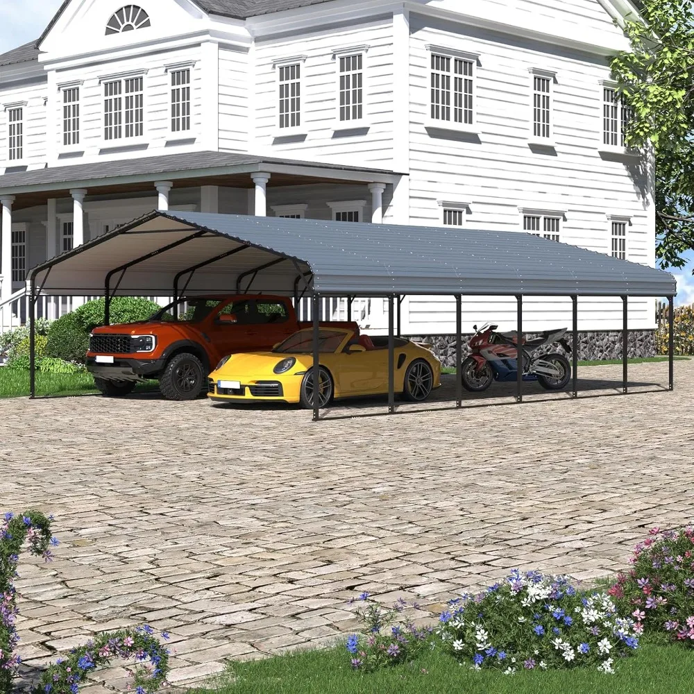 

20x30 FT Metal Carport, Heavy Duty Carports with Galvanized Steel Roof and Frame, Sturdy Car Shed in All Weathers, Easy Assembl