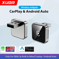 XUDA 2 en 1 cableado a adaptador inalámbrico CarPlay Android Auto para estéreo de coche OEM con Dongle USB Mini caja inteligente Plug and Play Blueto