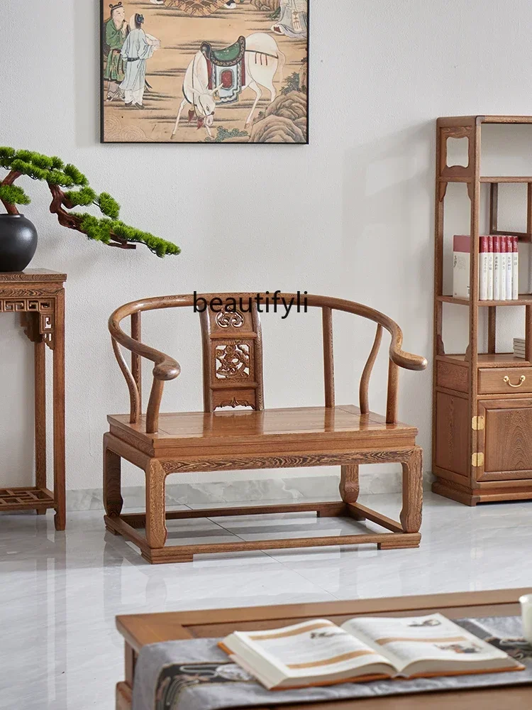 Chicken wing wood meditation chair cross-legged solid wood  enlarged Chinese armchair mahogany meditation Taishi chair