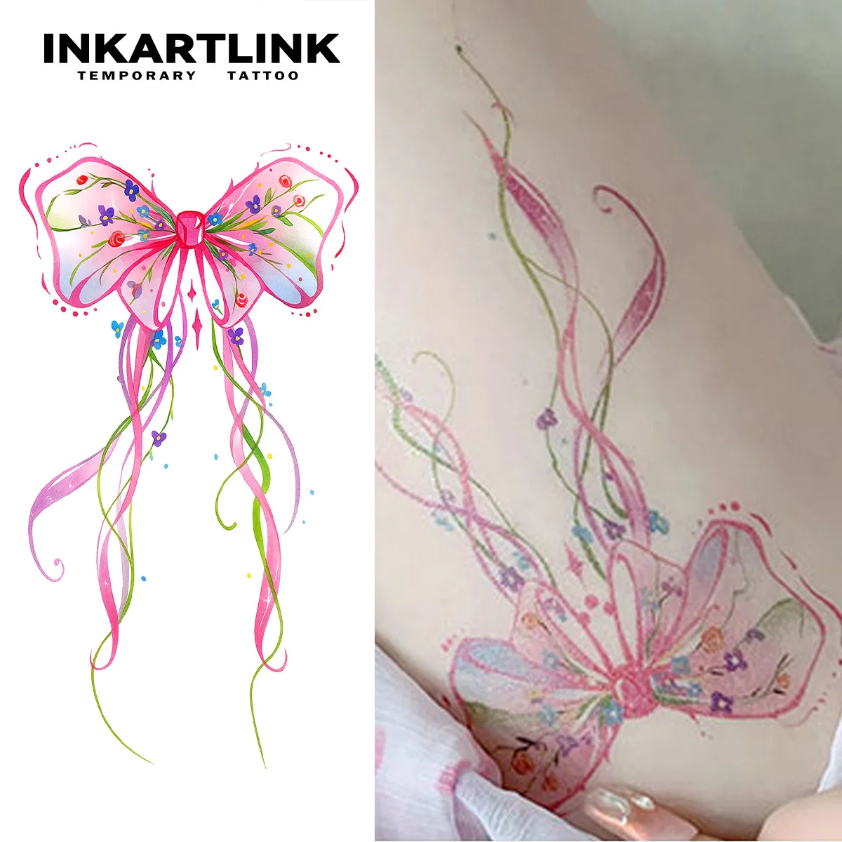 

INKARTLINK Temporary Tattoo Stickers Waterproof Color Printing Bow Temporary Tattoo Party Supplies DIY Stickers for Men and Wome
