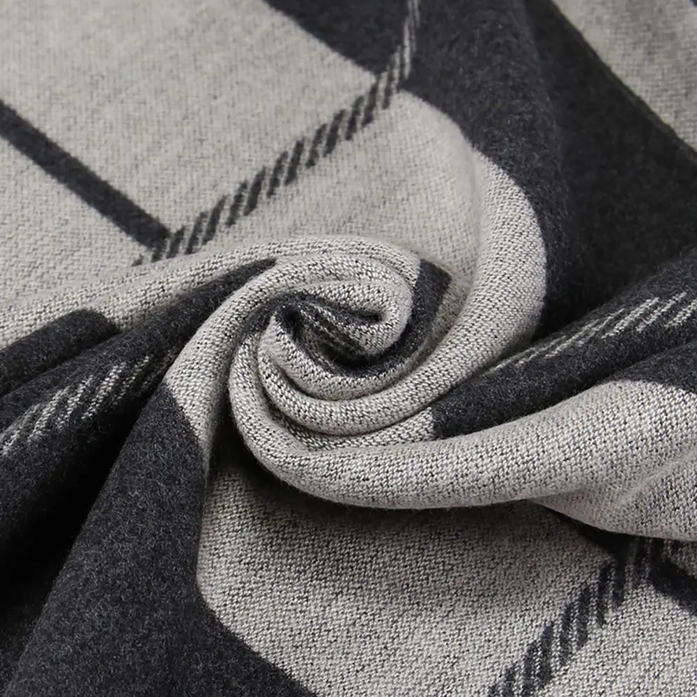 Роскошный кашемировый шерстяной вязаный шарф, зимний теплый универсальный утолщенный платок 30x180 см, термотеплитель для шеи для делового человека