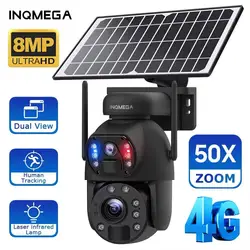 4K 8MP 4G Solar Camera 50X Optical Zoom Dual Lens Recording Humanoid Tracking Outdoor WIFI Metal Waterproof Laser infrared cam
