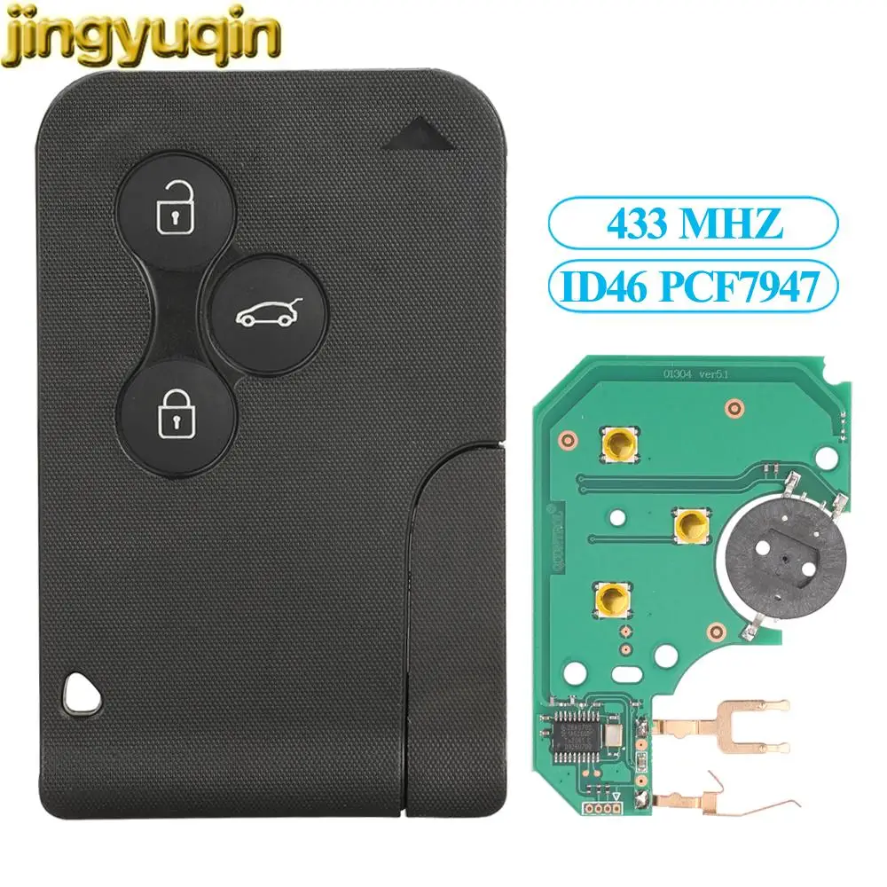 

Умный Автомобильный ключ Jingyuqin 3BTN 433 МГц ID46 PCF7947 для Renault Megane II Scenic II Grand Scenic II 2003-2008, ультразвуковой пульт дистанционного управления