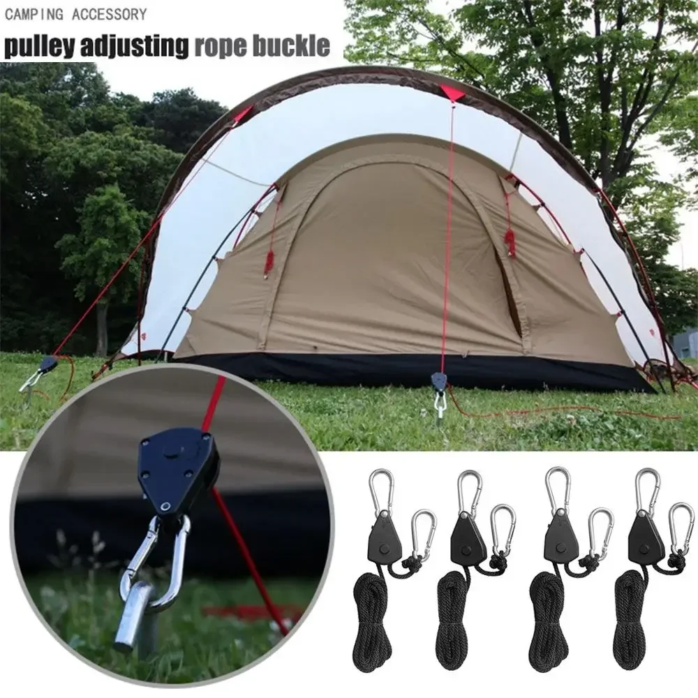 4pcs Adjustable Kayak And Canoe Boat Bow Strap Black 1/8 Inch Heavy Duty Lamp lanyard Rope Hanger Metal Wheel