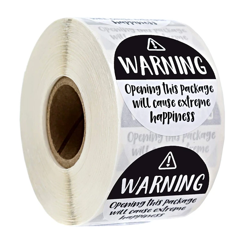 Black And White Adorable Warning: Extreme Happiness Labels For Business Or Personal Use 500 Small Stickers 1.5 Inches