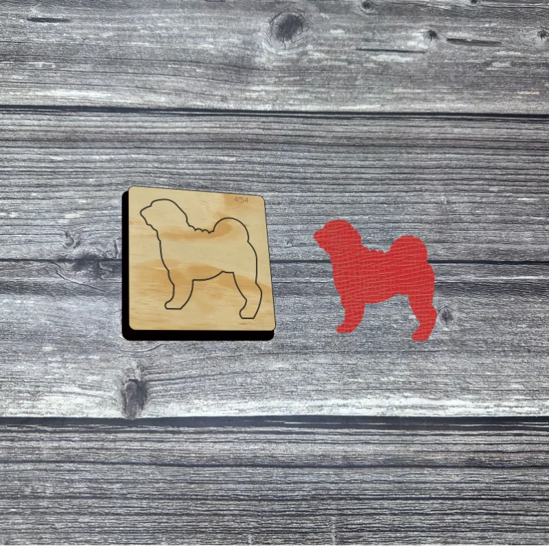 Silueta de Perro Chow Chow en Cuero Recortado, Plantilla de Corte con Forma de Raza Chow para Pendientes y Manualidades