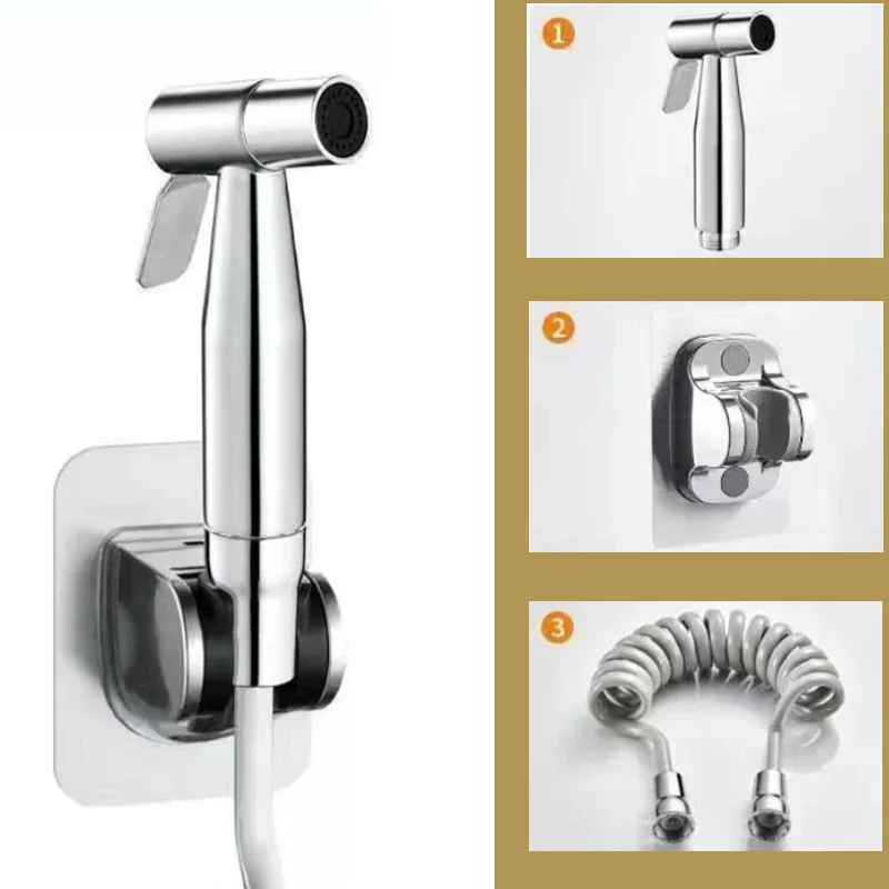 3-Wege-Umstellventil-Bidet-Sprühset aus Messing mit Edelstahldüse, G1/2-Dusch-/Wasserhahn-Adapter, Schlauch und Wandmontage – Detail 8