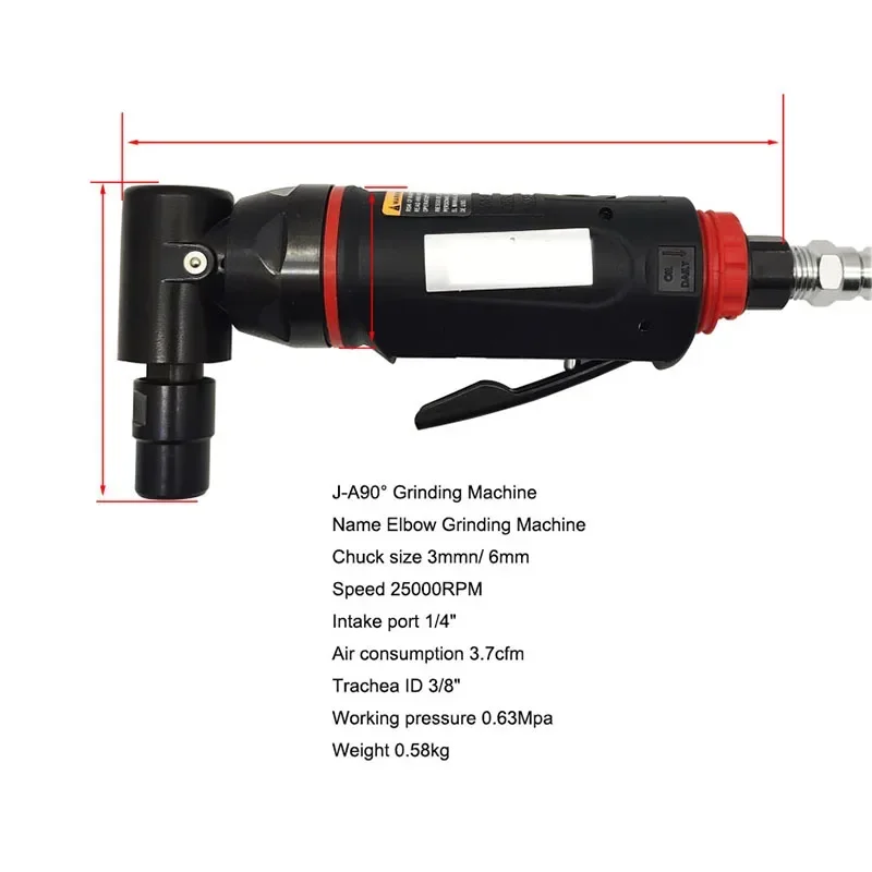 New 220v New 90/120 Degree Elbow Mill Corner Ear Hole Machine With Handle Polishing Machine Right Angle Pneumatic Engraving Grin