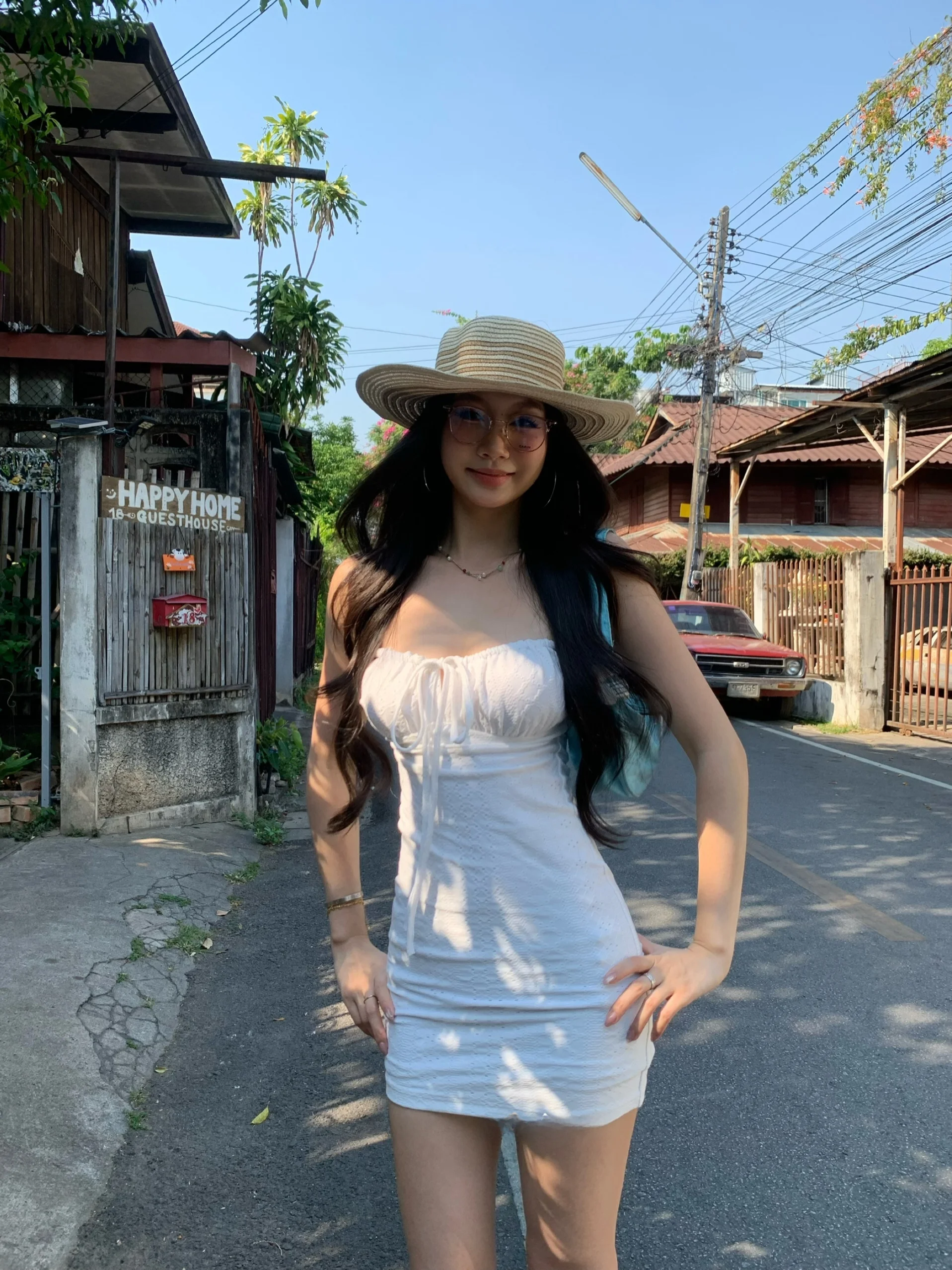 

Fortunee Gentle Wind White Strapless Bandeau Dress Women's Textured Summer Slim Fit Short Skirt High Waist Elastic Knit Dress