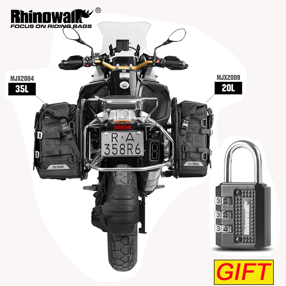 Rhinowalk Motorcycle Pannier Bag 20L/35L Quick Release Waterproof Saddlebag with Internal Support Anti-Sway Touring Luggage