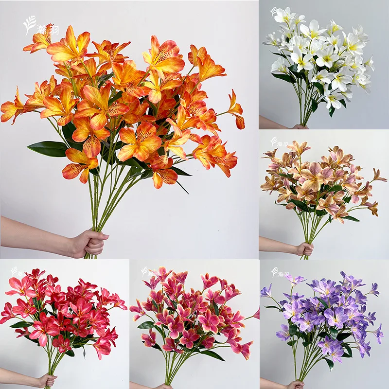 

8 головок искусственные цветы лилии DIY Европейский многоцветный поддельный свадебный букет цветов Свадебный домашний декор для вечеринки Цветы Макет сцены