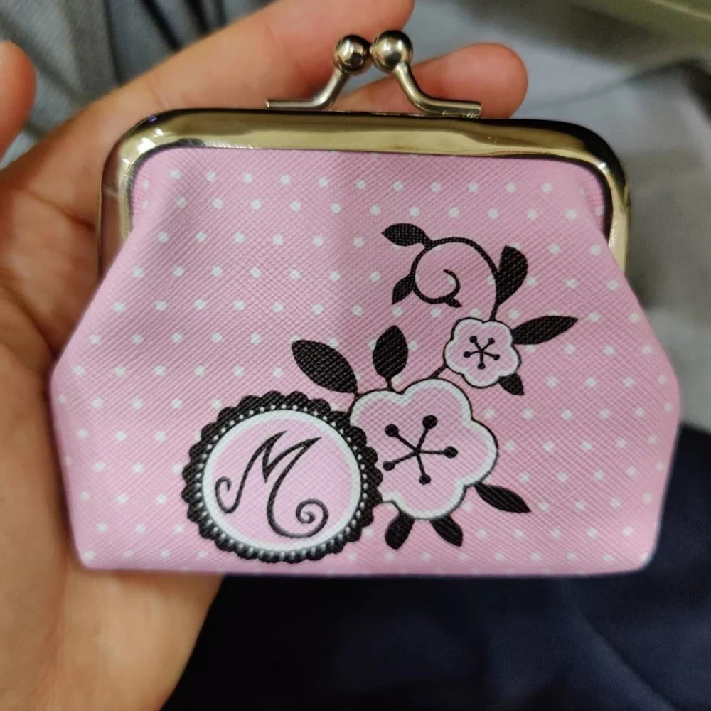 Anime Cartoon Lady Girl Character Cosplay Wallet Coin Purse Pink Flower Printing Handbag Portable Bag Accessory for Party Hallow