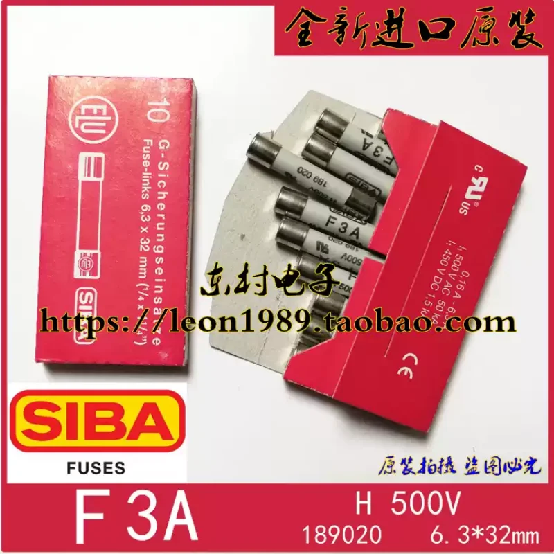 1-10pcs F3A H500V imported SIBA fuse 189020 6.3 * 32mm F4A/F10A H 500V