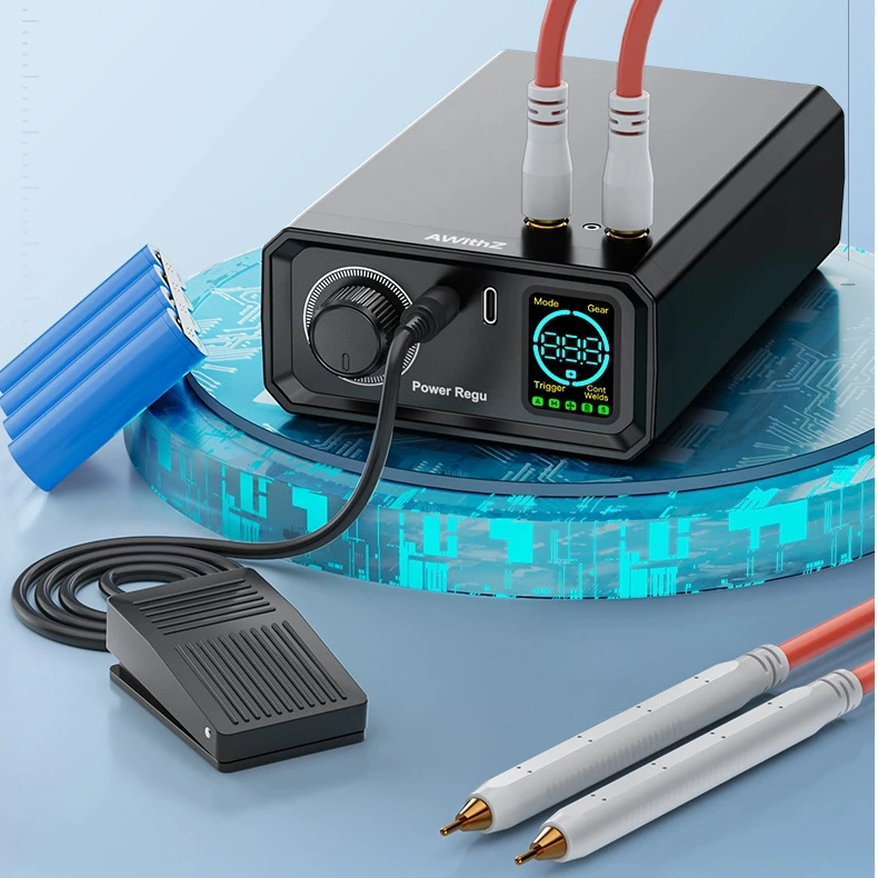 Awithz 휴대용 UK1 배터리 스폿 용접기 키트 5000mAh, 1380A 전류, 0.1-0.3mm 금속판, RC/전기 자전거/보조 배터리에 이상적