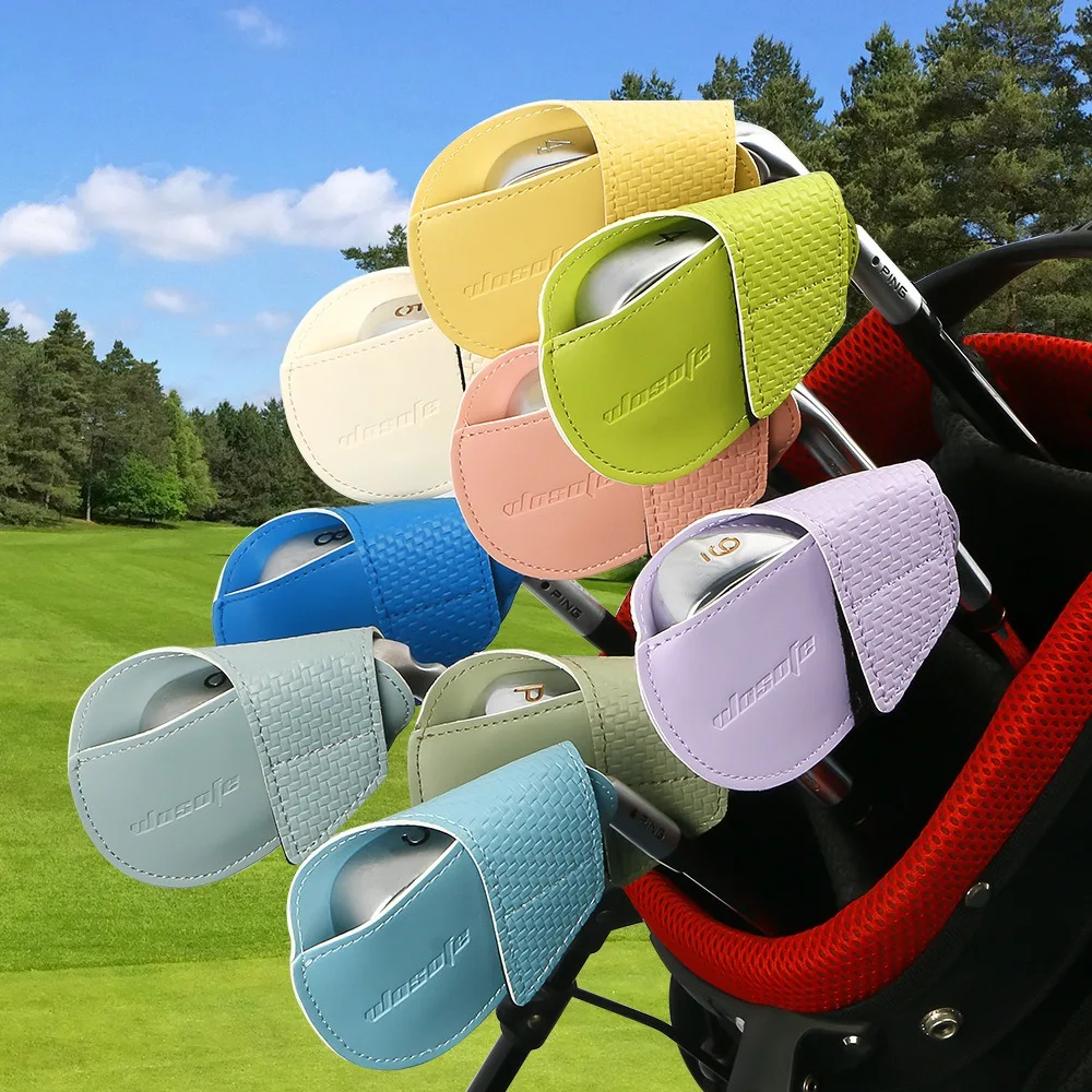 

Waterproof Golf Iron Head Covers Colorful PU Leather Golf Leather Club Cap Replaceable Durable Golf Putter Headcover Lawn
