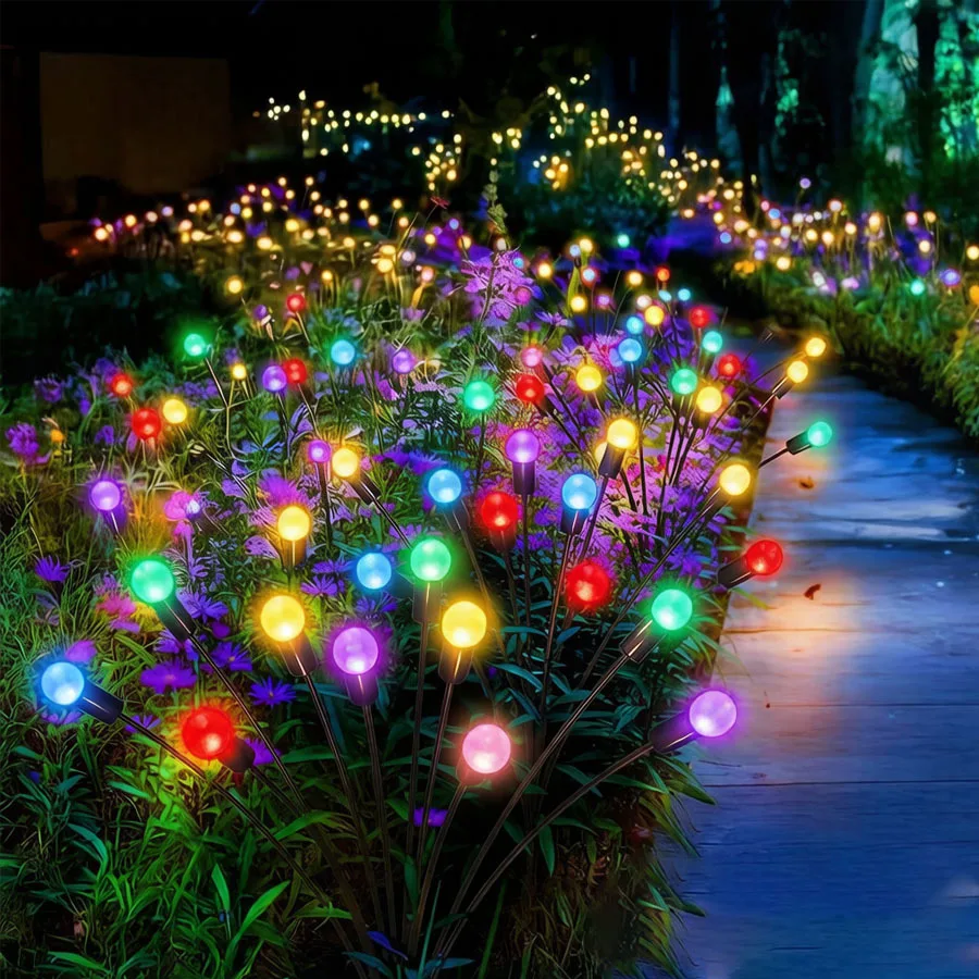 Lampes solaires décoratives d'extérieur étanches 10/6 LED en forme de lucioles pour jardin, cour, patio, pelouse, allée, avec piquets de sol