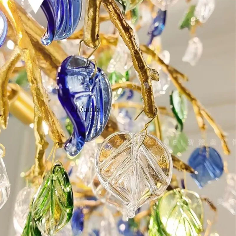 Moderne blauwe glazen kroonluchter Scandinavische kroonluchter eetkamerlamp