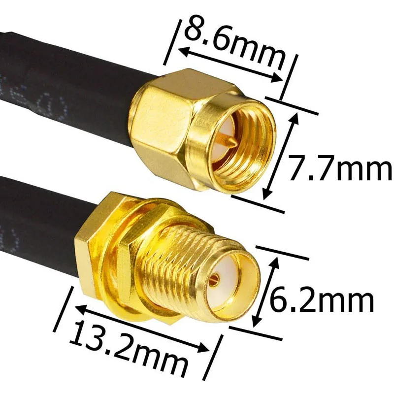 SMA Male to SMA Female Low-Loss RG58 Coaxial Jumper Extension Cable for 3G/4G/5G/ADS-B/Ham/GPS/WiFi Radio Antenna 0.5m/1m/3m/10m