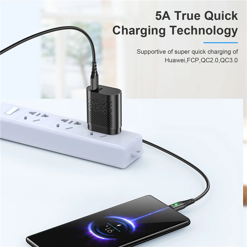 lovebay 5A Micro USB Cable 3m/2m Nylon Rope Fast Charging Wire for Samsung Xiaomi Huawei Android Phone Data Transmission Cable