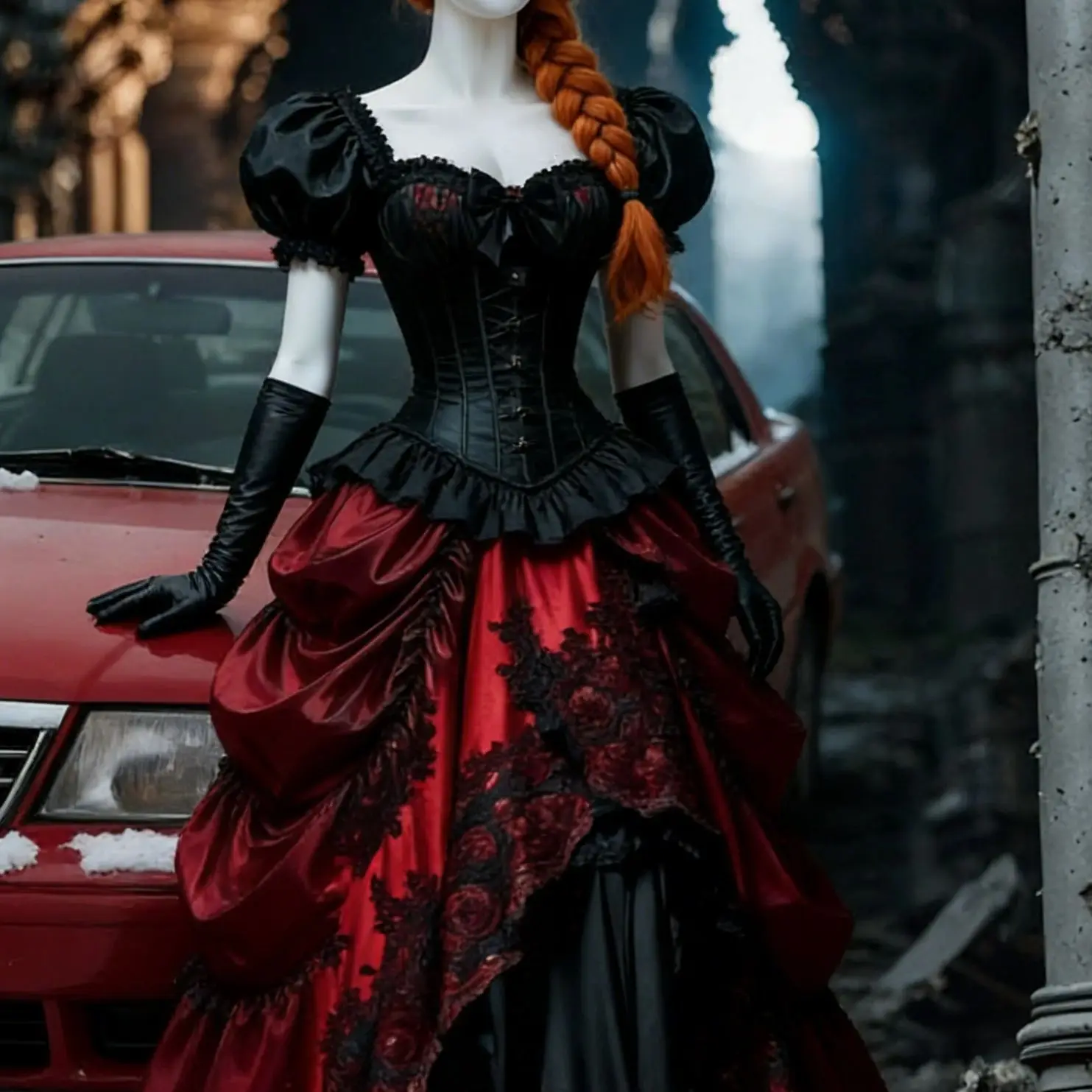Vestido de baile gótico vermelho e preto, período vitoriano histórico, vestidos de noite, apliques de renda, princesa, fantasia de halloween personalizada