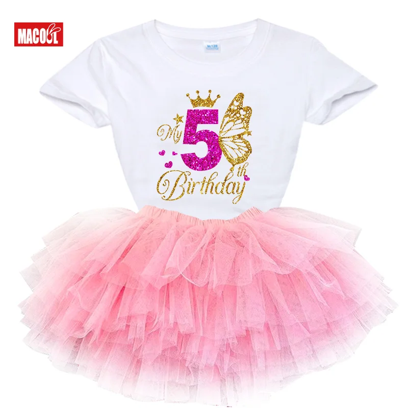 

Girl Birthday Shirt Butterfly Girls Clothing Tutu Set Birthday Party Shirt Girls Kids Dress Suit 5th 6th 7th 4th 3 Year Old Suit