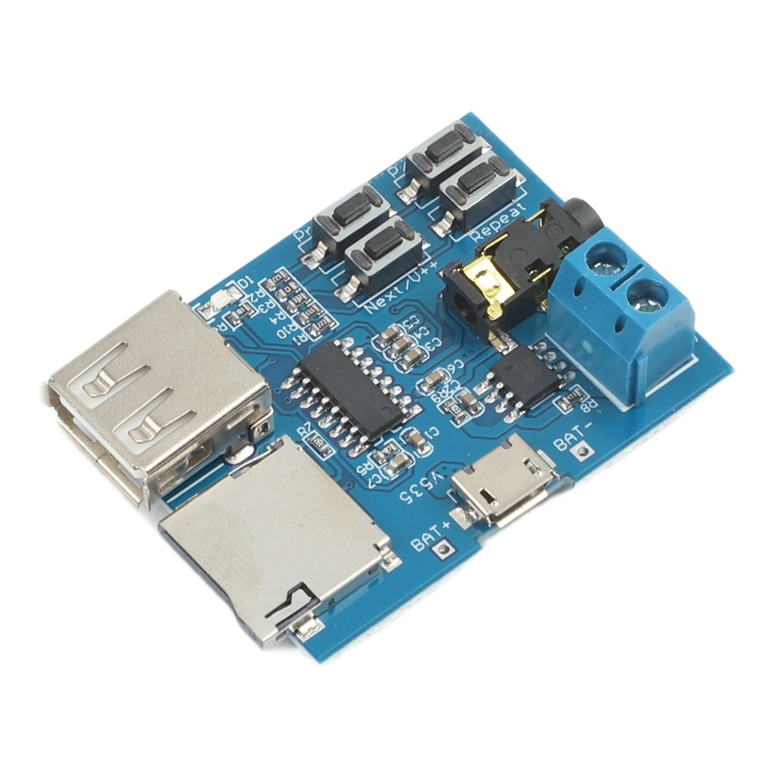 Space Saving MP3 Decoder Board Designed for Direct Use with TF Cards and U Disks No Additional Software Needed