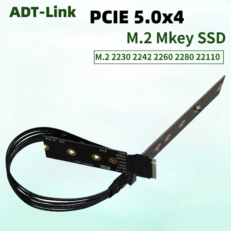 Gen5x4 M.2 NVMe SSD Verlängerungskabel Solid-State-Laufwerk Riser-Karte M2 SSD PCI-E 5.0 X4 M-Key GEN5 für M.2 2230 2242 2260 2280 22110 SSDs