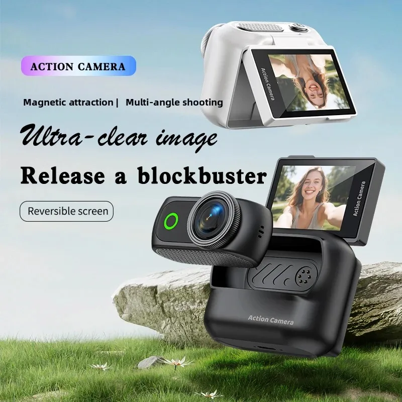 Magnetic Separable Flip Screen Action Camera WiFi Real-time Picture Transmission Outdoor Wearable Vlog Camera