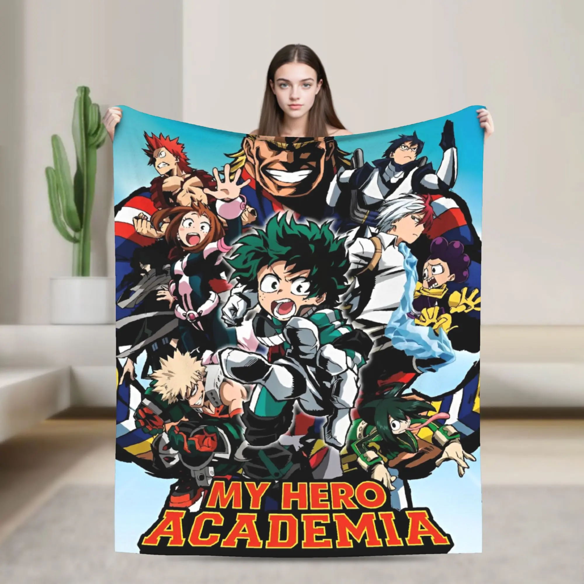 My Hero Academia Blanket Anime Fleece Funny Breathable Throw Blanket for Bedding Lounge Spring Autumn