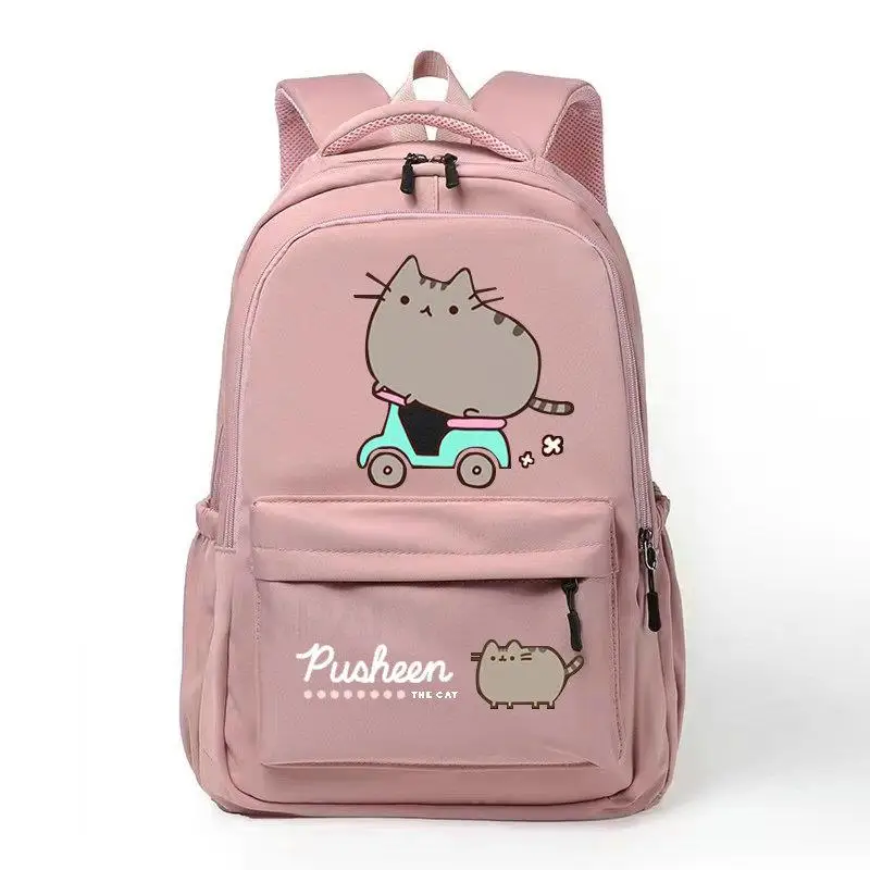 Cartoon Cat Backpack Solid Color Casual Women Backpack Teenage Girl School Bag Student Girls Shoulder Bag Casual Mochilas