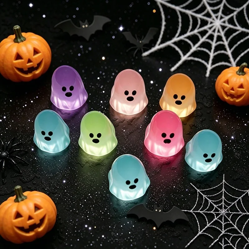 5/10pcs Halloween Mini Luminous Ghost Figures Cute DIY Accessories Mini Ornaments for Halloween Party Decoration Decoração Casa