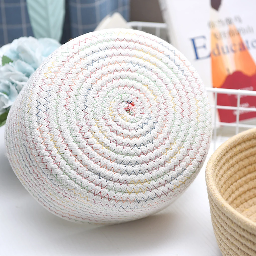 3 Pieces/Set Storage Basket Washable Cotton Braided Round Socks Container