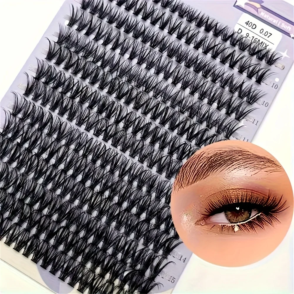 280Pcs Wispy Individual Eyelash Extensions - 40D D Curl Cluster Lashes, 9-16Mm Volume, Hypoallergenic Diy At Home