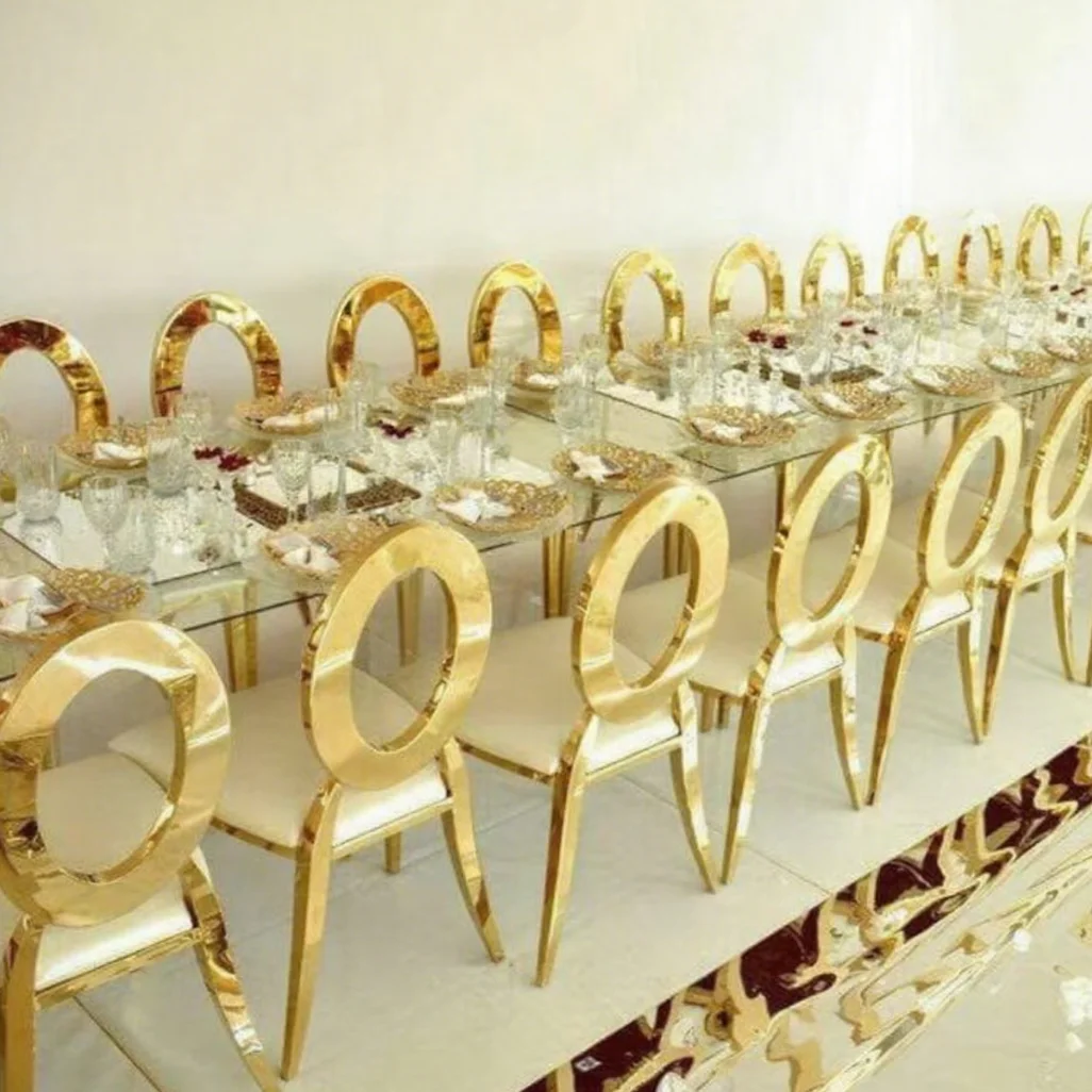 

30 шт. f30, заводской золотой металлический стул Кьявари, металлический обеденный стол для отеля, набор для свадьбы