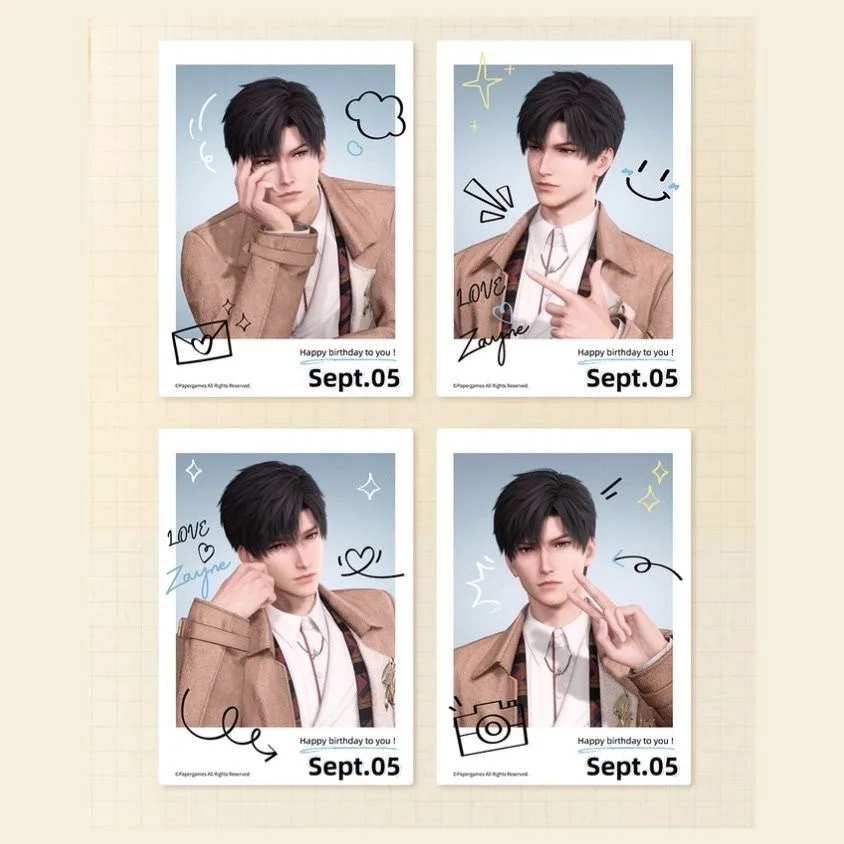 4 Pcs/Set Love And Deepspace Zayne Sept 05th Birthday Series Lomo Card  Li Shen Game Character Photo Cards Cosplay Gift