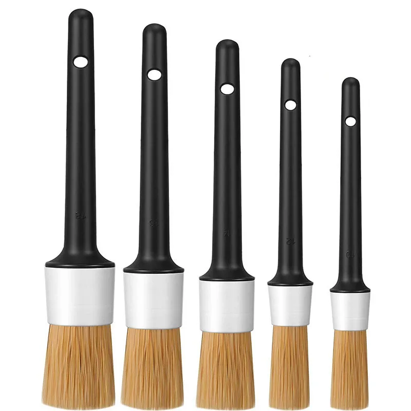 

5Pcs Car Exterior Interior Detail Brush Boar Hair Bristle Brushes for Car Cleaning Auto Detail Tools Dashboard Cleaning Tools