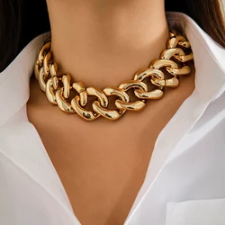 Salircon Exaggerated Acrylic Thick Chain Clavicle Necklace Vintage Big Miami Cuban Chain Choker Women's Aesthetic Jewelry Gift