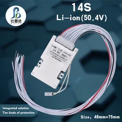 Bisida BMS 14S 50.4V common port protection board with balance line and NTC for electric bicycle lithium-ion battery pack