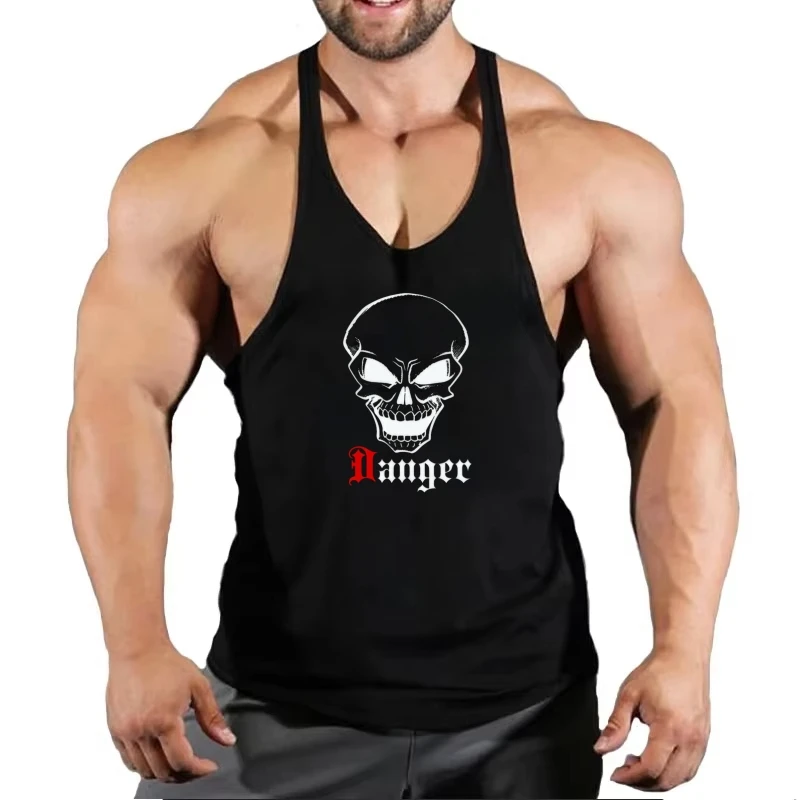 Gilet da palestra fitness stringer da uomo, cinturino fine con retro scollato, durevole ad asciugatura rapida per lo sviluppo della bodybuilding