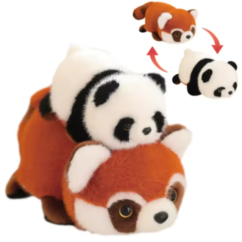 

Kawaii Flippable Plush Toy Panda to Raccoon Reversible Stuffed Doll Fluffy Red Panda Pillow Home Decor Kids Baby Birthday Gifts