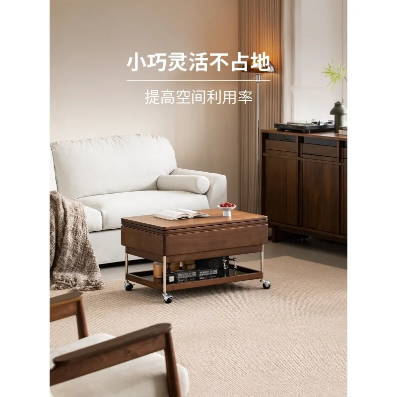 Continue to write furniture black walnut lifting coffee table,household living room small apartment cart balcony