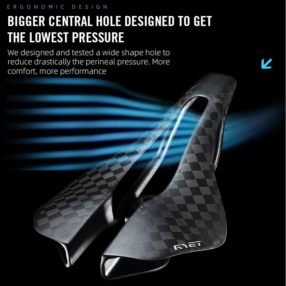 

RYET 12K Carbon Saddle 105g Full Carbon Oval Rail 7x9mm 245x140mm for Triathlon Road Bicycle Saddles MTB Gravel Bike Pro Cycling