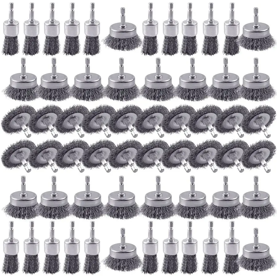 

Pack Carbon Steel Wire Wheel Brush Set Cup, Wheel, and Pen Brushes With 1 4Inch Hex Shank for Rust Removal, Corrosion and Scrub