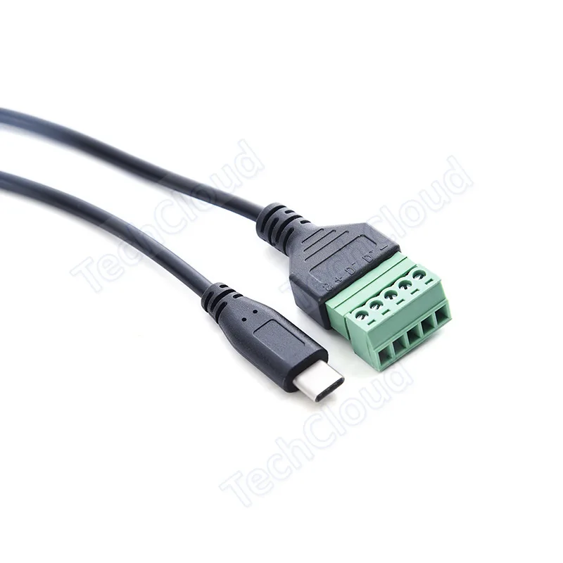 USB non-welded connector USB 2.0 type-C male to green screw terminal connection cable - 0.3 meters